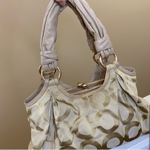 Coach Madison Phoebe Beige Leather Handbag - Picture 2 of 7